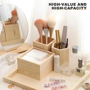 Wooden Japanese-style nail tool storage <b>box</b>, dust brush, <b>pen</b> holder, wooden tray, desktop solid wood storage plate - Product Image 2