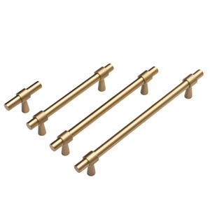 Nordic Modern Minimalist Brass Long Solid Double Hole Drawer Door Handle Small Brass Handle <b>for</b> Cabinet Wardrobe Closet Usage - Product Image 1