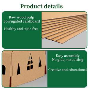 Kit de maison en papier 3D à colorier pour bricolage en gros - Modèle miniature de chalet de campagne 50 pièces pour les activités des enfants à la maison - Product Image 5