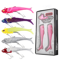 Umpan Pancing Bercahaya Multi Ukuran 2pcs/kotak, Umpan Pancing Silikon Swimbait, Umpan Lunak Ekor Garpu Kepala Timbal dengan Jig, Umpan Buatan