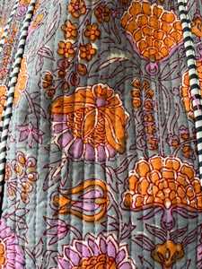 Bolsa de Mano Acolchada de Algodón con Estampado de Bloques, Duradera, Reutilizable, para Uso Diario, Viajes, Compras, Bolso de Hombro - Product Image 2