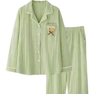 Pigiama da donna comodo per la primavera e l'autunno, a maniche lunghe, con tasche, <span class=keywords><strong>abbigliamento</strong></span> da casa, taglie forti, morbido, con colletto a risvolto - Product Image 6