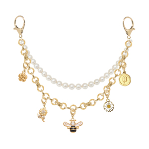Accesorios de Joyería de Moda, Cadena de Oro con Perlas, Llavero con Dijes Intercambiables de Abeja, Flor y Margarita, Adorno para Bolso para <span class=keywords><strong>Mujer</strong></span> - Product Image 1