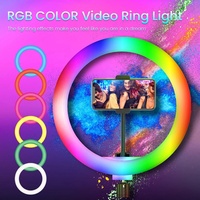 Éclairage de studio photo à intensité variable 6/8/10/12/14/18 pouces, anneau lumineux LED RGB à 16 couleurs avec trépied pour téléphone