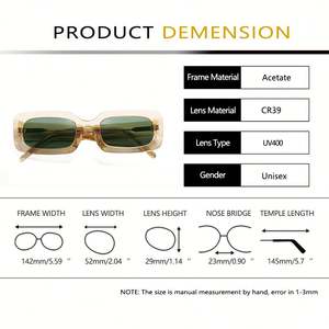 Gafas de Sol de Acetato con Marco Grueso de Lujo y Logotipo Personalizado, Color Caramelo, Cuadradas y Rectangulares, para Hombre y Mujer - Product Image 4