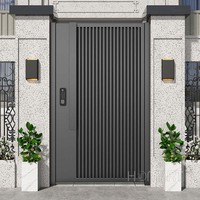 Europese Luxe Villa Dubbele Residentiële Glijdende Oprit Poort Moderne Zwarte Automatische Ingang Smeedijzeren Aluminium Duurzaam