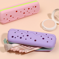 Sac à pinceaux de maquillage en silicone professionnel avec fermeture éclair, pochette de rangement cosmétique de qualité supérieure