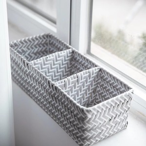 Woven Storage Basket Rectangle 1-3L Handmade Minimalist Bathroom Desk Organizer - Product Image 3