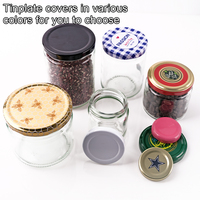 Pot en verre hermétique rond vide de 25 ml à 1000 ml pour cornichons, confiture, aliments, avec couvercle métallique