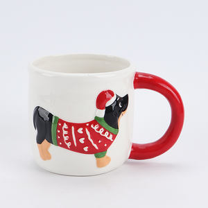 Tirelire en céramique 3D en forme de chien, chiot de Noël peint à la main avec un <span class=keywords><strong>pull</strong></span> rouge, décoration festive pour chambre d'enfant, cadeau pour les amoureux des chiens - Product Image 6