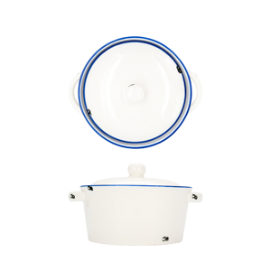 <b>Small</b> Casserole Dish With <b>Lid</b> 13 Cm White Ceramic Cooking <b>Pot</b> For Baking And Serving - Product Image 3