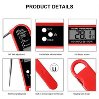 Termometer Digital Lipat Tahan Air Berkualitas Tinggi dengan Layar LCD Berlampu Plastik untuk Penggunaan Dapur, Oven, dan BBQ