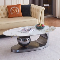 Table Basse Scandinave de Luxe Convertible en Acier Inoxydable Doré, Plateau en Pierre Frittée, Écologique, pour Salon Moderne