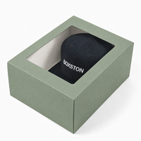 Boîte d'emballage pliable personnalisée en carton recyclé avec fenêtre transparente en PVC et doublure en éponge pour casquettes de baseball et chapeaux – Idéale pour la vente au détail