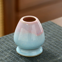 Bol à matcha en céramique fait main avec support pour fouet, design floral élégant, vaisselle en forme de fleur de lotus, Chawan avec bec verseur