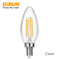Ampoule LED à filament C35 CE ROHS NEW ERP, 220-240V 4W 440LM 6.5W 770LM, lumière blanc chaud 2700K 440lm non dimmable