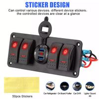 Panneau de commutation à bascule 4 gangs pour bateau avec voltmètre LED, étanche, 12V-24V DC, double charge rapide USB QC 3.0 pour voitures, camions, bateaux, camping-cars