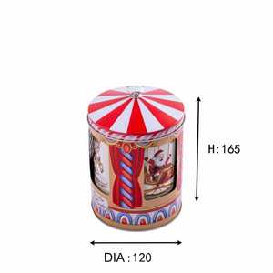 New Design Empty Metal Carousel Music <b>Tin</b> Custom Print Double Layer Rotating Airtight Round for Gift Cookies <b>Chocolates</b> Biscuits - Product Image 4
