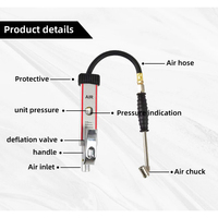 Manomètre de pression des pneus de type règle haute précision U-NAI UN-9607-160DL 0-160 PSI, conception antichoc, alliage d'aluminium, double embout