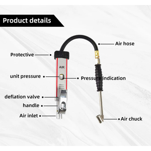 Manómetro de Presión de Neumáticos Tipo Regla de Alta Precisión U-NAI UN-9607-160DL 0-160PSI, Diseño a Prueba de Golpes, Aleación de Aluminio, Doble Conector - Product Image 3