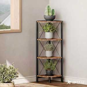 Passing On <b>The</b> <b>Kingdom</b> Corner Shelf 4 Tier Wood Metal Industrial Storage Rack For Home Office Plant Display - Product Image 1