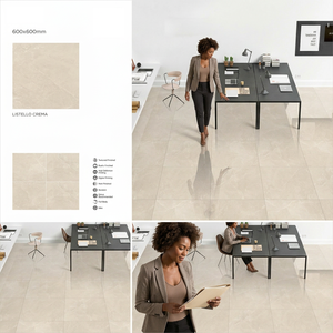 Carreaux de porcelaine polis brillants de 60x60 cm de la marque Vistaar, produits en Inde, 24x24 pouces, beige ivoire Bianco glacé - Product Image 4