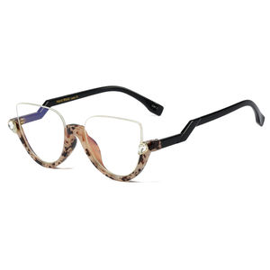 Half Frame Retro Optical Lens Fashionable Flat Lens <strong>Korean</strong> Trendy Blue Ray <strong>Glasses</strong> - Product Image 1