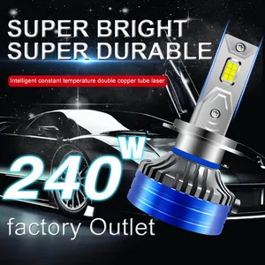 Lampu bohlam Led Super terang H11 9006 9007 9004 240W 6500K 12v lampu depan mobil pipa tembaga ganda 1 pembeli