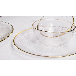 Handmade cổ điển vàng gọng Bát salad thân thiện với môi rõ ràng thủy tinh với thiết kế cổ điển cho trái cây trifle và sử dụng nhà bếp - Product Image 4