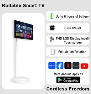 Qunmao bán buôn Android <span class=keywords><strong>TV</strong></span> trong nhà bếp văn phòng IPTV 21inch có thể sạc lại di động <span class=keywords><strong>TV</strong></span> di động với đứng rollable bánh xe máy ảnh - Product Image 4