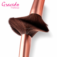 Ensemble de pinceaux cosmétiques professionnels Gracedo en or rose, 5 pinceaux à double extrémité, poils en nylon doux, manches en bois, brosse à raser OEM/ODM