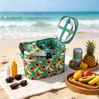 Isolierte Faltbare Polyester-Picknick-Kühltasche für Draußen mit Aluminiumgriff und Kühlfach für 2 Personen