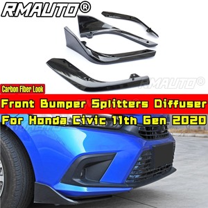For Honda Civic 11th Gen 2022 Body Kit Front Bumper <b>Lip</b> <b>Splitters</b> Diffuse Carbon Fiber Look Sport Style Car Accessories - Product Image 1