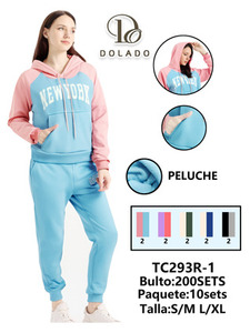 Set Felpa con Cappuccio Color Block da Donna, in Pile, Maniche Lunghe, Vestibilità Ampia, Casual, per Tutte le Stagioni, Set Lungo 2 Pezzi con Tasche - Product Image 3