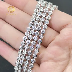 Nouvelle Arrivée Fine Jewelry Collier Plaqué Or 18k 3mm Ice out Vvs 925 Sterling Silver Bezel Tennis Bracelet Moissanite Diamond