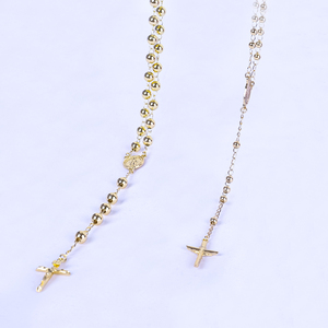 Collana di gioielli religiosi di moda all'ingrosso placcato in oro 18 carati gesù su croce pendente collana rosario Hiphop - Product Image 4