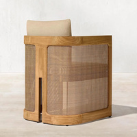 Ensemble de mobilier de jardin populaire pour restaurant, table et chaises d'extérieur en rotin PE et teck massif de luxe