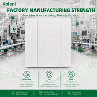 Interrupteur mural Kolani British Standard 90x86mm blanc mat, 4 boutons, 2 voies, 10AX 250V, norme britannique