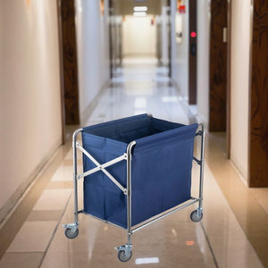 Taşınabilir paslanmaz çelik temizlik sepeti kilitleme Caster 50KG kapasiteli otel misafir odaları çamaşır odaları sessiz evrensel - Product Image 6