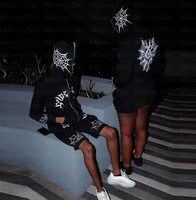 Sudadera con Capucha Personalizada para Hombre, Unisex, Estilo Casual Y2K, con Cierre, 100% Algodón, 400gsm, Diseño de Araña con Impresión Puff, Otoño
