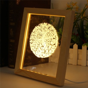 Diskon Besar Lampu Malam 3D Bingkai Foto LED Kayu Bertenaga USB 5V Kustom Kualitas Tinggi Ramah Lingkungan - Product Image 1