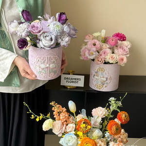 Arrangement floral de roses éternelles et d'hortensias en forme de seau, style chinois, fleurs conservées, cadeau de Saint-Valentin, mariage, décoration orientale - Product Image 4