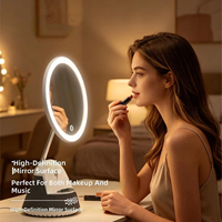 Cermin Rias Nirkabel Magnetik Pintar Dengan Lampu Isi Ulang Speaker BT Suara Jernih Cermin Kosmetik Portabel Audio