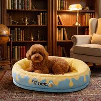 Lit pour chien et chat écologique et mignon, rectangle, en polaire sherpa chaud, lavable, motif à pois, matelas doux