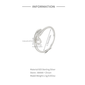 Bague pour femme en argent sterling 925, design goutte d'eau, bijoux tendance, bague ouverte, bague de luxe - Product Image 3
