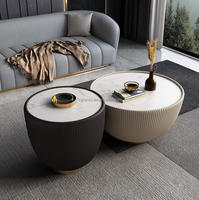 Table basse d'appoint ronde en bois pour intérieur, style luxe léger, moderne et minimaliste, nordique, pour salon, petit appartement, hôtel