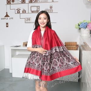 Écharpe en cachemire de style ethnique musulman, jacquard à fleurs, longue et carrée, pour femmes, été, automne/hiver - Product Image 3