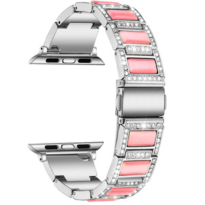 Lady Bling Diamant Strass Résine <span class=keywords><strong>Bracelet</strong></span> en acier inoxydable <span class=keywords><strong>Bracelet</strong></span> pour <span class=keywords><strong>Apple</strong></span> <span class=keywords><strong>Watch</strong></span> 38 40 41 42 44 45 46 49 Ultra - Product Image 5