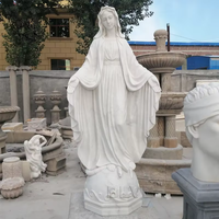 Statue de la Vierge Marie en marbre blanc naturel sculptée à la main BLVE, sculpture de Notre-Dame pour la décoration d'église