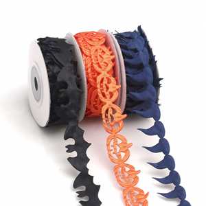 Ruban d'Halloween gaufré de haute qualité, 2 cm, pour couronnes et décorations, idéal pour les loisirs créatifs, 5 yards/rouleau - Product Image 1
